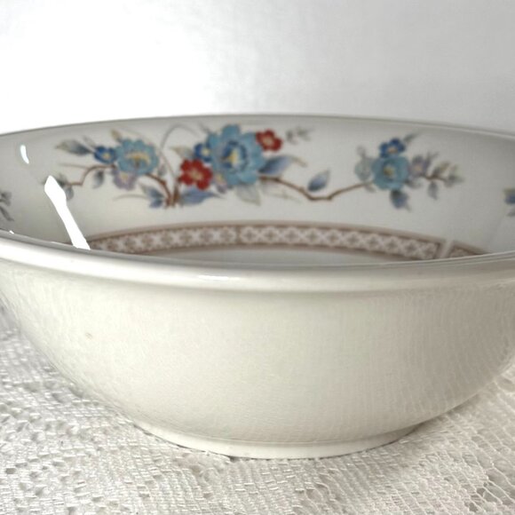 NORITAKE Bleu Fleur Fruit/Dessert Bowl - Set of 2, Versatone, Rust &Blue Flowers - Picture 4 of 8